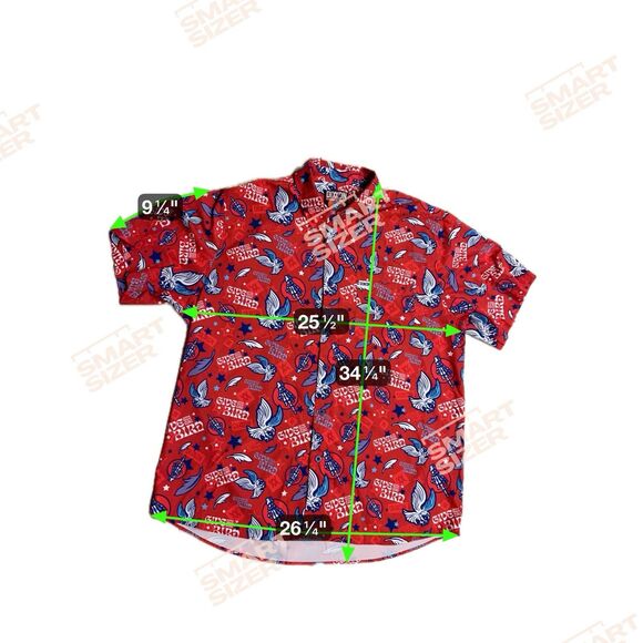 Dixxon Shirt Mens XXL Red Give Em The Bird D Lite PARTY Hawaiian eagle AOP - Picture 6 of 6